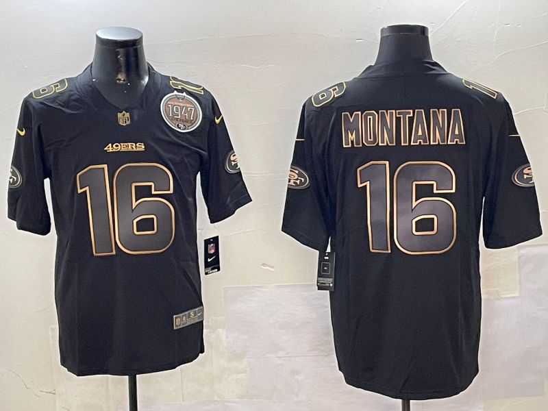 Men San Francisco 49ers #16 Montana Black Gold 2024 Nike Limited NFL Jersey style 01081->san francisco 49ers->NFL Jersey